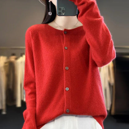 Selina | Damen Cardigan Relaxed-Fit Knopfleiste V-Neck