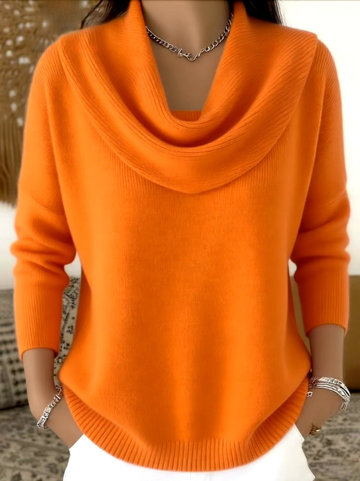 Bente | Damen Wasserfall-Pullover Lockere Passform