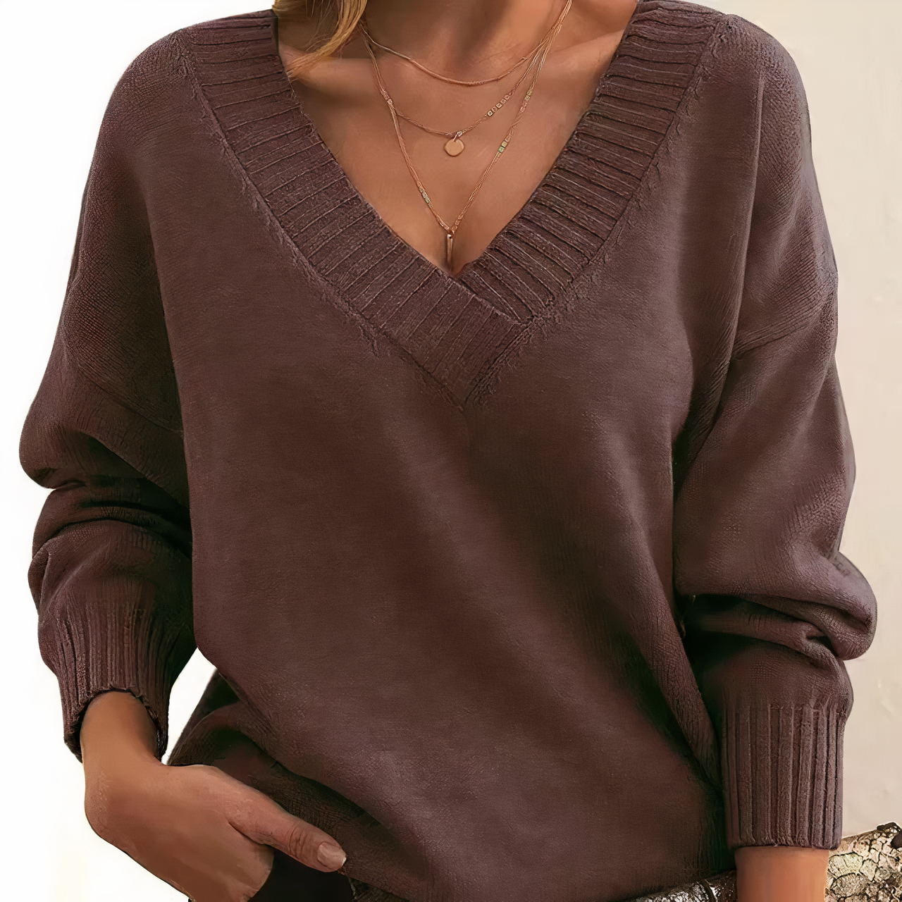 Talia | Damen Pullover V-Ausschnitt Lockere Passform