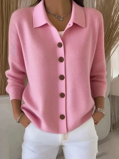 Georgia | Taillierte Strickjacke V-Ausschnitt Knopfleiste Damen