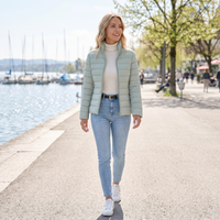 Nadeschda | Damen Steppjacke Elegant Wattiert Stehkragen