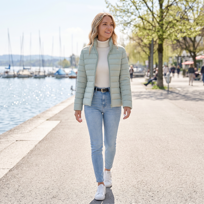 Nadeschda | Damen Steppjacke Elegant Wattiert Stehkragen