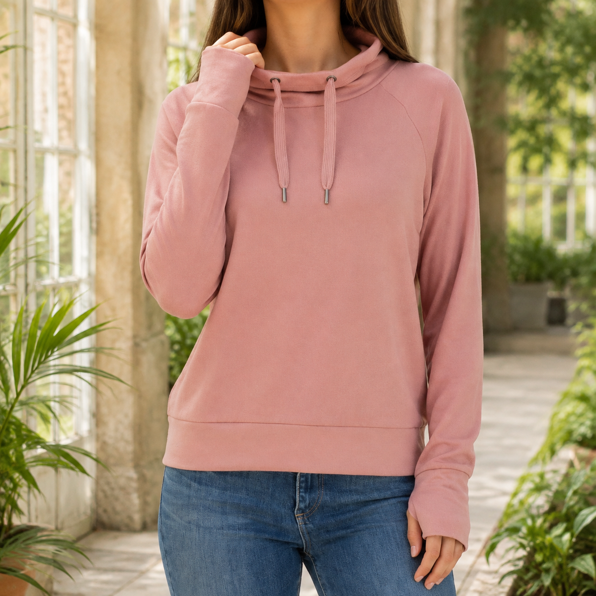 Mabelle | Damen Rollkragen Strickpullover mit Daumenlöchern