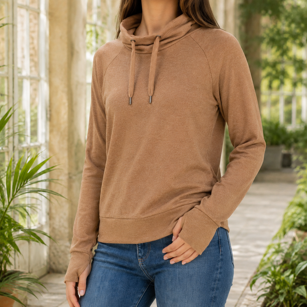 Mabelle | Damen Rollkragen Strickpullover mit Daumenlöchern