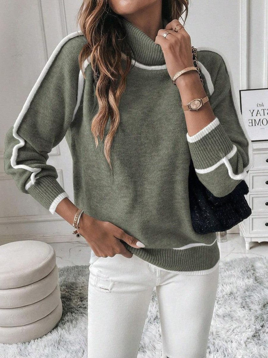 Stine | Gerippter Rollkragen Strickpullover für Damen