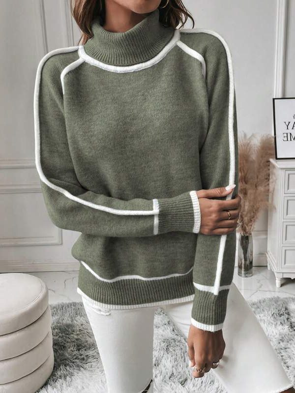 Stine | Gerippter Rollkragen Strickpullover für Damen