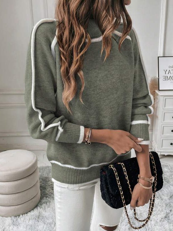 Stine | Gerippter Rollkragen Strickpullover für Damen