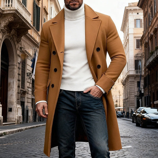 Beau | Doppelreihiger Wintermantel mit Reverskragen und Taschen für Herren