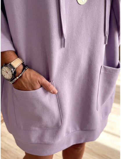 Livia | Damen Kapuzenkleid Oversized mit Kängurutasche