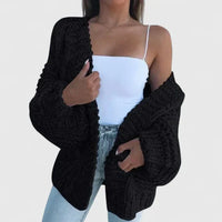 Eliane | Damen Strickjacke Grobstrick Rundhals Oversized