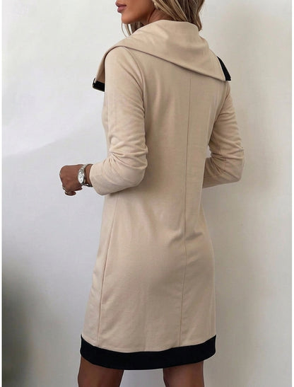 Kiki | Damen Kapuzenkleid Knielang mit Tunnelzug Langarm