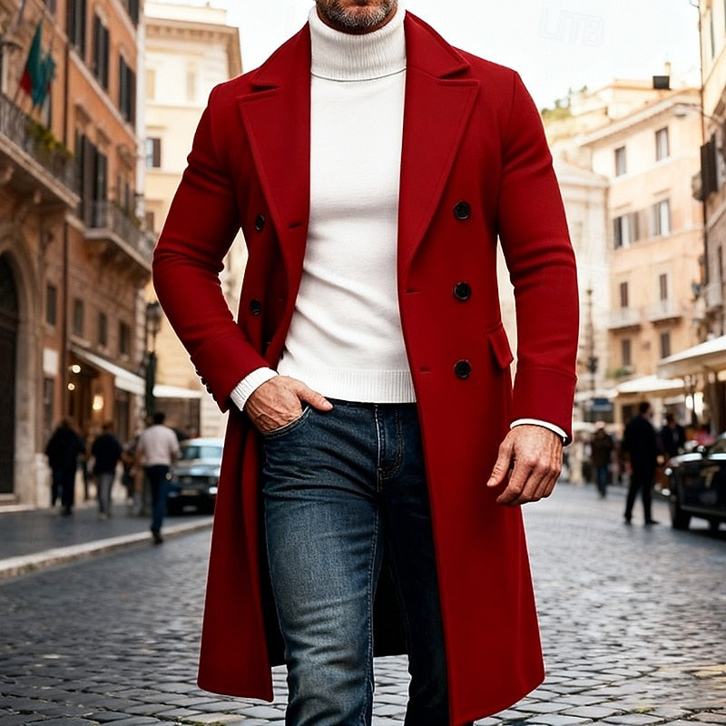 Beau | Doppelreihiger Wintermantel mit Reverskragen und Taschen für Herren