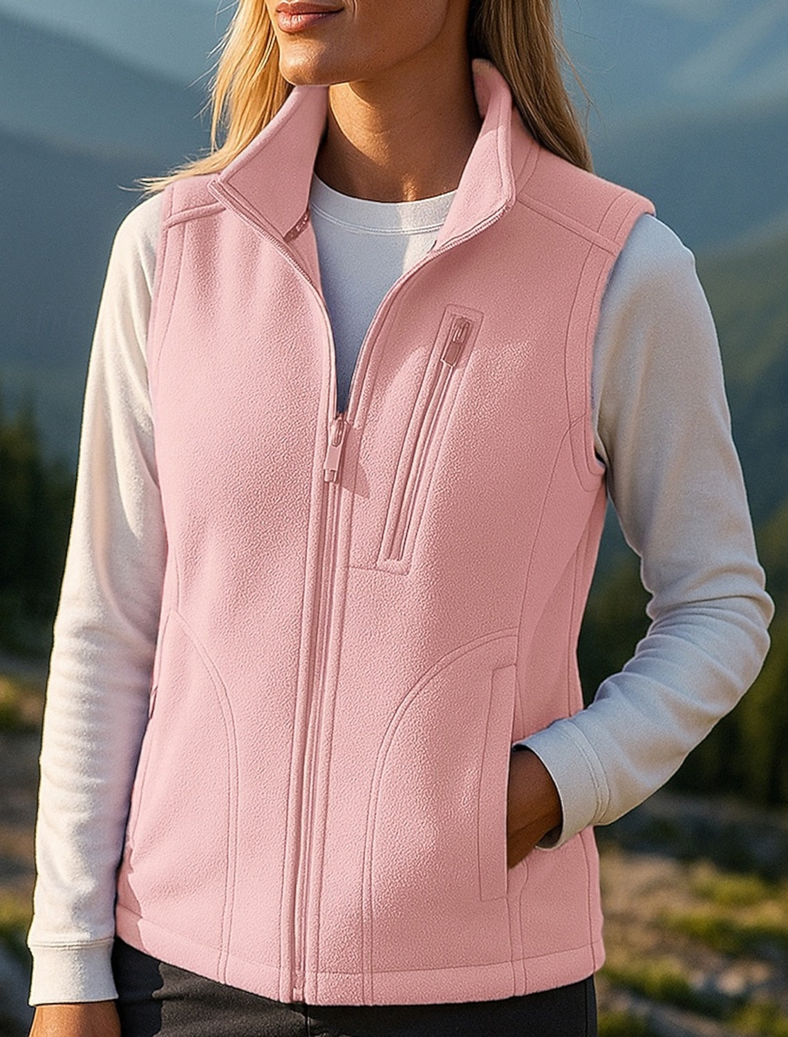 Filippa | Damen Fleece Cardigan Weste mit Stehkragen