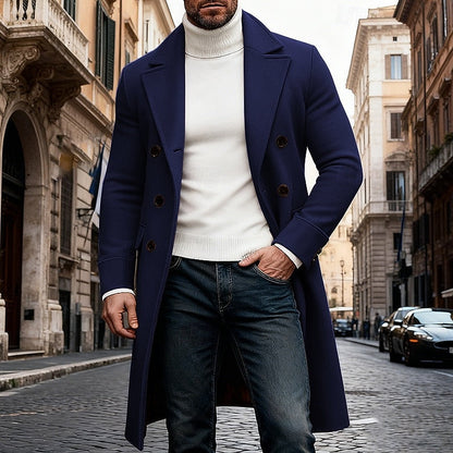Beau | Doppelreihiger Wintermantel mit Reverskragen und Taschen für Herren