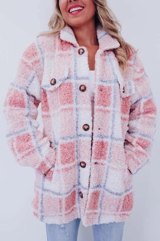 Solveig | Karierte Strickjacke mit Knopfleiste für Damen