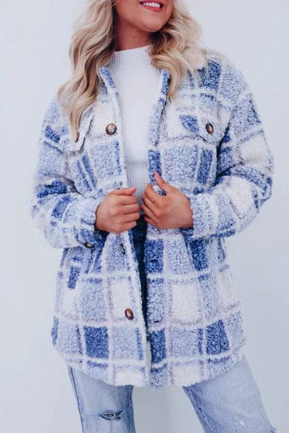 Solveig | Karierte Strickjacke mit Knopfleiste für Damen