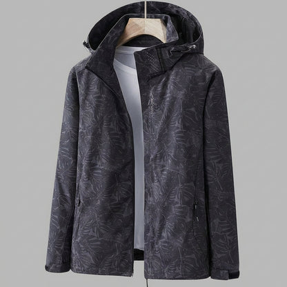 Christel | Damen Kapuzenjacke mit Blättermuster und Kordelzug