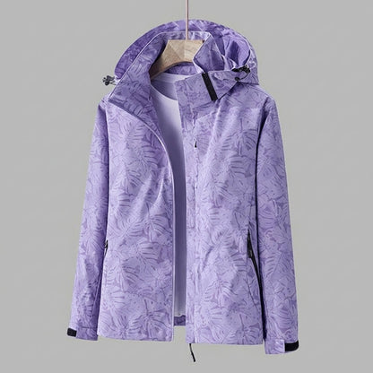 Christel | Damen Kapuzenjacke mit Blättermuster und Kordelzug
