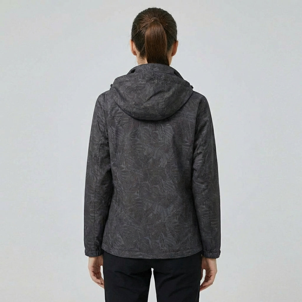 Christel | Damen Kapuzenjacke mit Blättermuster und Kordelzug