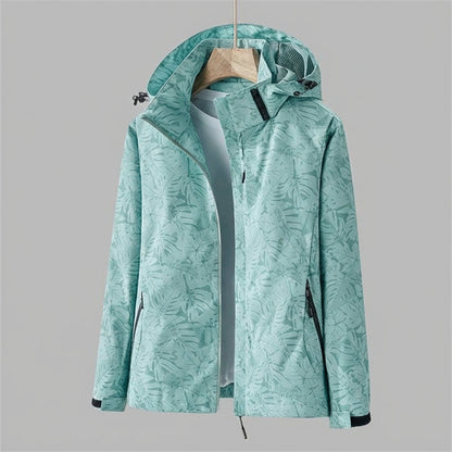 Christel | Damen Kapuzenjacke mit Blättermuster und Kordelzug