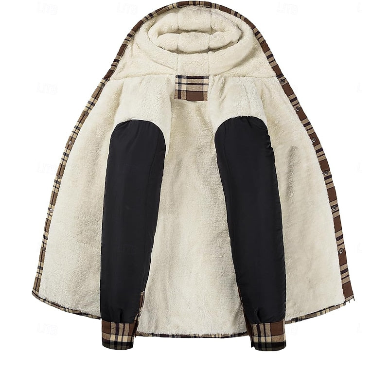 Casper | Kariertes Overshirt mit Kapuze und Knopfleiste für Herren