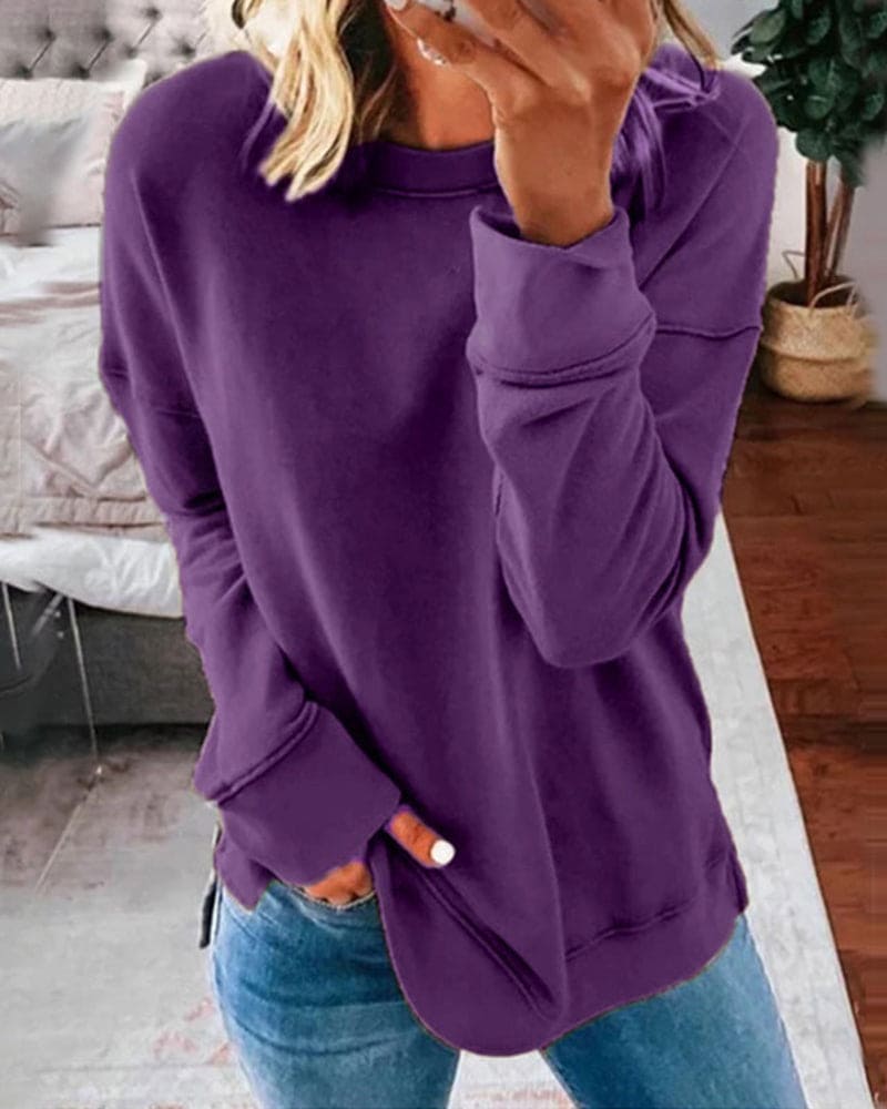 Lotta | Gerippter Rundhals-Sweatshirt Oversize für Damen