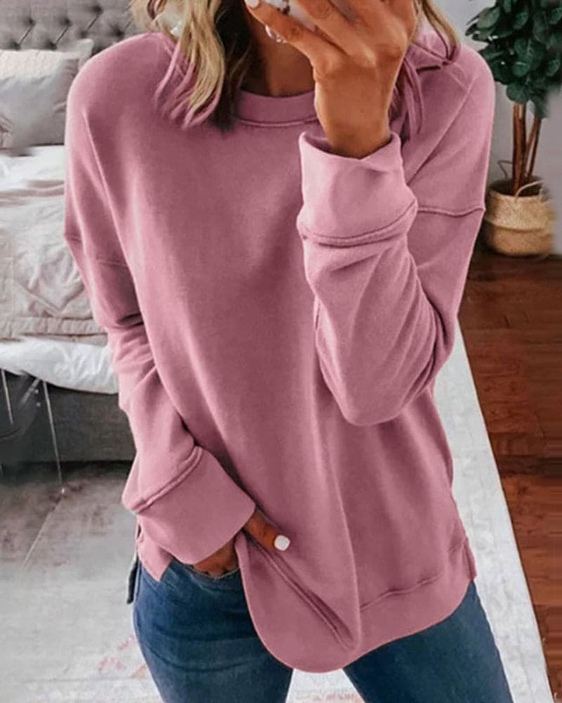 Lotta | Gerippter Rundhals-Sweatshirt Oversize für Damen