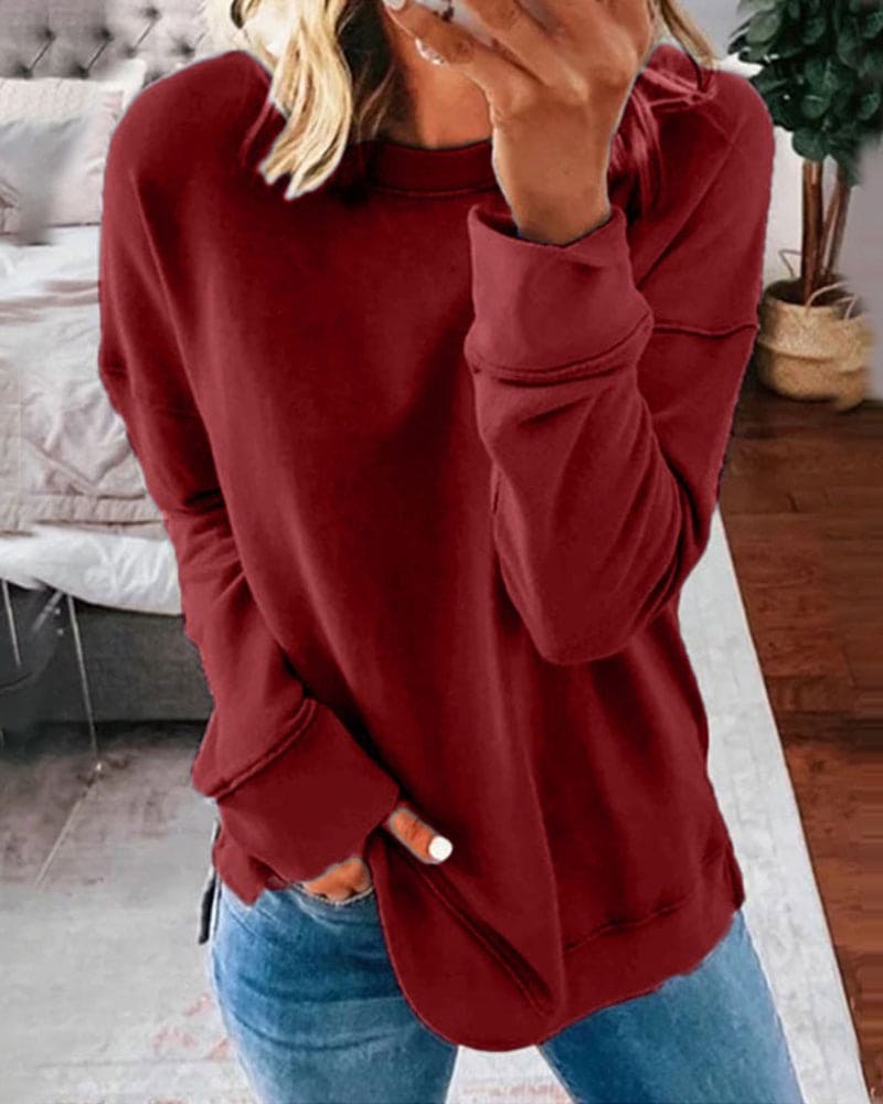 Lotta | Gerippter Rundhals-Sweatshirt Oversize für Damen