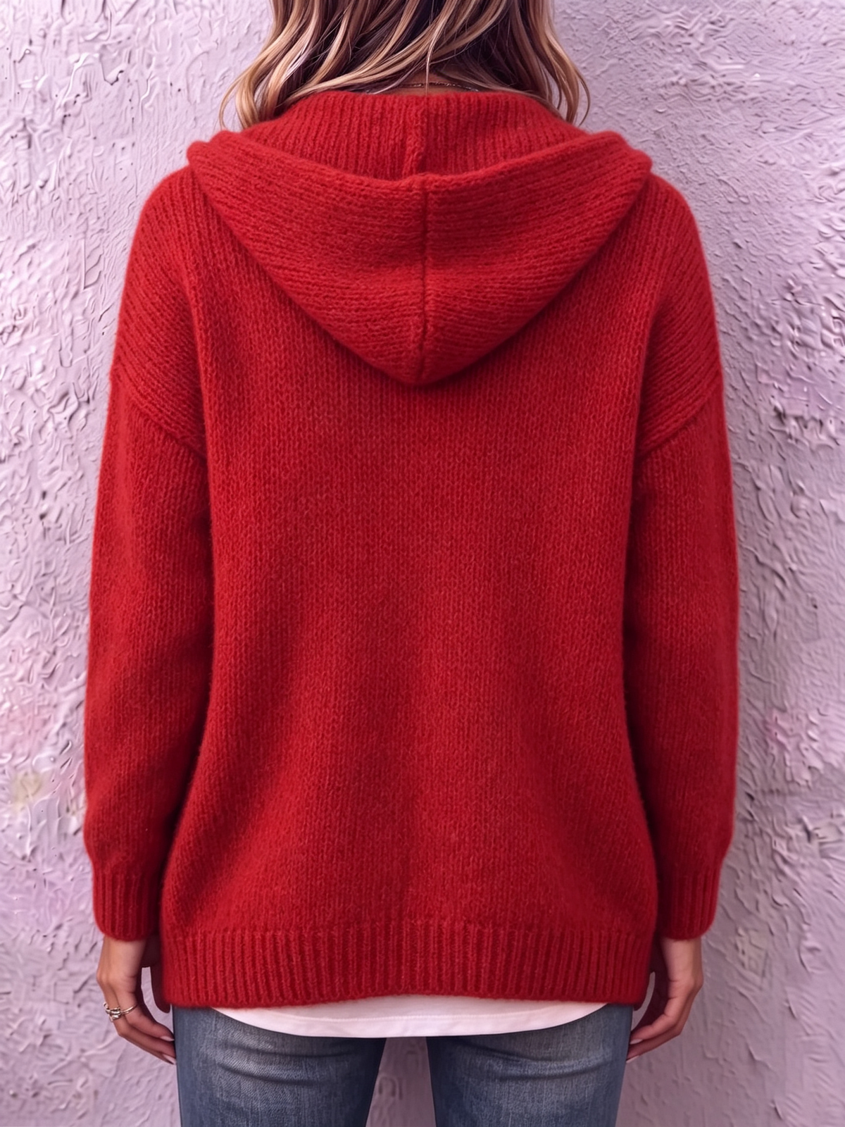 Jade | Strickjacke Damen mit Kapuze und Knopfleiste Oversized