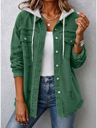 Malina | Damen Übergangsjacke mit Kapuze und Fransensaum