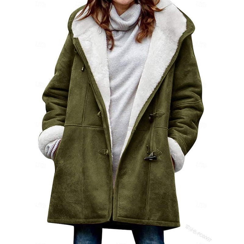 Juliette | Wintermantel Damen mit Kapuze und Knopfleiste