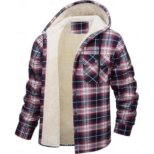Casper | Kariertes Overshirt mit Kapuze und Knopfleiste für Herren