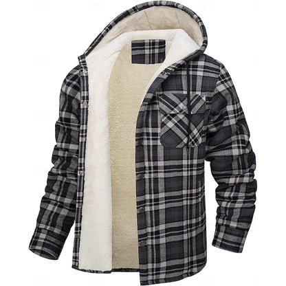 Casper | Kariertes Overshirt mit Kapuze und Knopfleiste für Herren