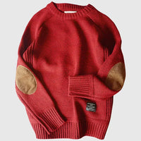 Roman | Herren Gerippter Strickpullover mit Ellbogenpatches