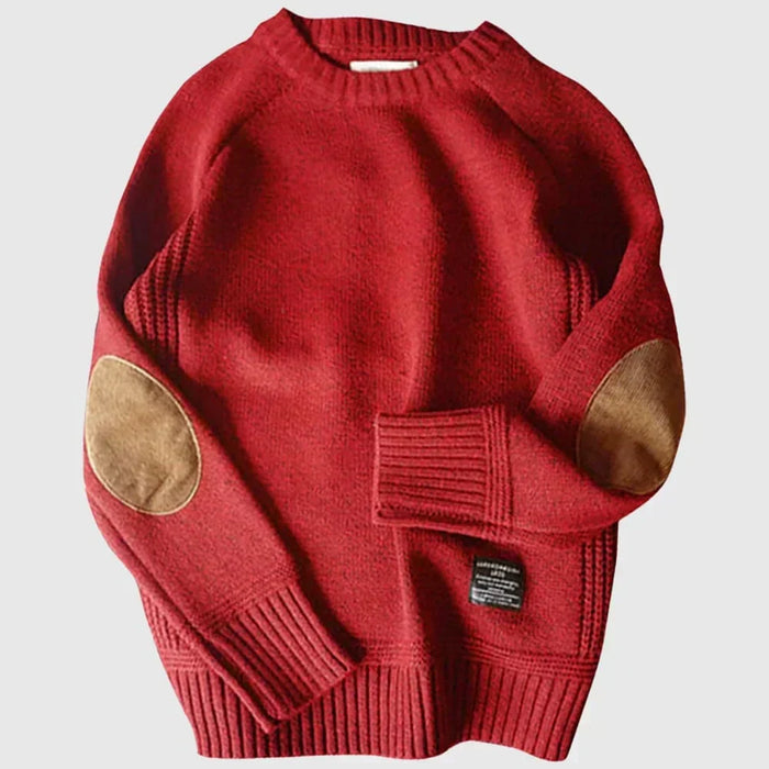 Roman | Herren Gerippter Strickpullover mit Ellbogenpatches