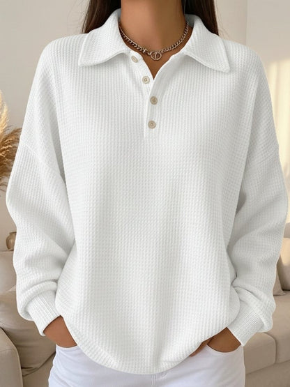 Ariane | Damen Oversized Poloshirt mit Knöpfen Langarm