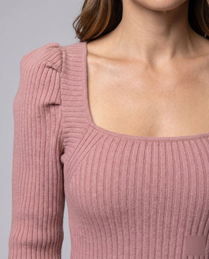 Laila | Damen Elegantes Midikleid mit Karree-Ausschnitt Puffärmeln