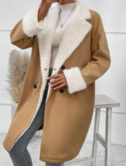 Evi | Winterjacke Damen Oversized mit Kunstfell-Reverskragen