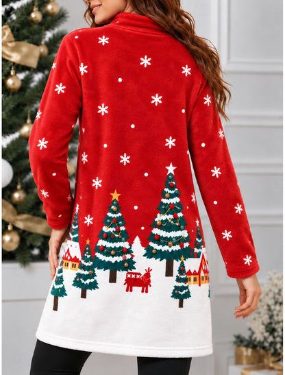 Capucine | Weihnachtspullover Damen mit Kerstbaum-Motiv Stehkragen