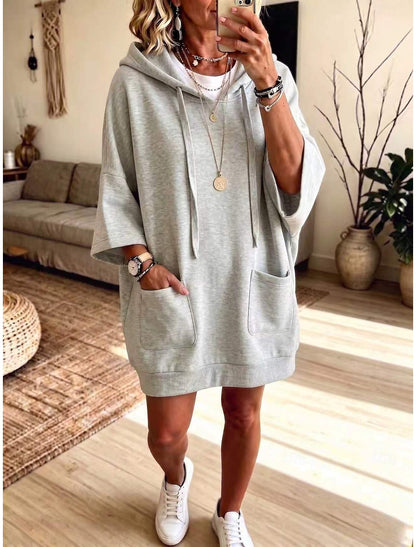 Livia | Damen Kapuzenkleid Oversized mit Kängurutasche