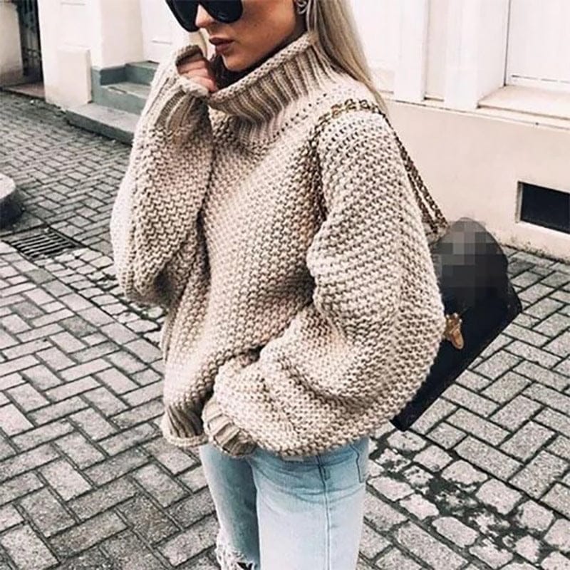 Lucia | Grobgestrickter Oversize Polopullover für Damen