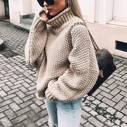 Lucia | Grobgestrickter Oversize Polopullover für Damen