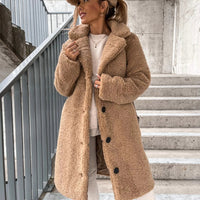 Doris | Oversized Teddy Mantel Damen Reverskragen Knopfleiste Winter
