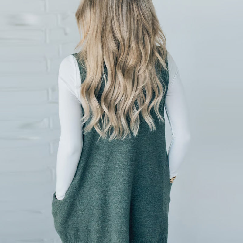 Ingrid - Ärmellose Strickjacke mit V-Ausschnitt und Taschen für Damen