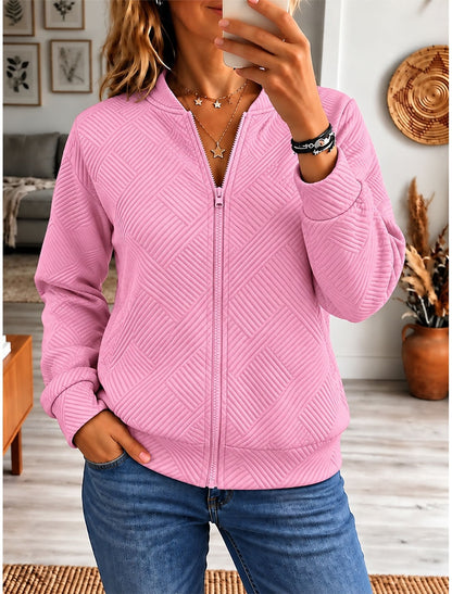 Estelle | Damen Bomberjacke mit Zopfmuster und Reißverschluss