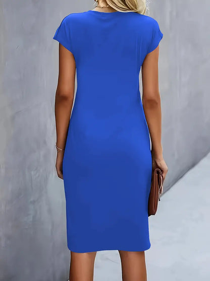 Margot | Gerafftes Midikleid mit Rundhalsausschnitt für Damen
