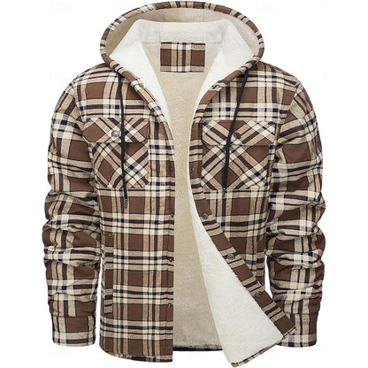 Casper | Kariertes Overshirt mit Kapuze und Knopfleiste für Herren