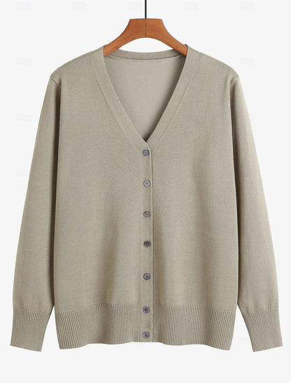 Franziska | Damen Strickjacke mit Knopfleiste und V-Ausschnitt