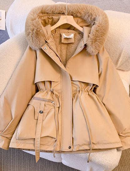 Farah | Winterjacke Damen Oversized Parka mit Kunstfell-Kapuze