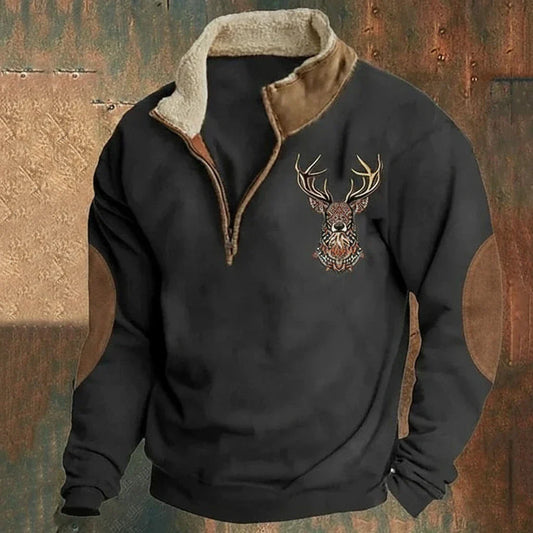 Noah | Grobstrick Pullover mit Hirschmuster für Herren